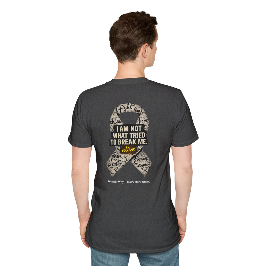 Still Here Awareness T-Shirt — "I Am Not What Tried to Break Me" Inspirational Ribbon Tee